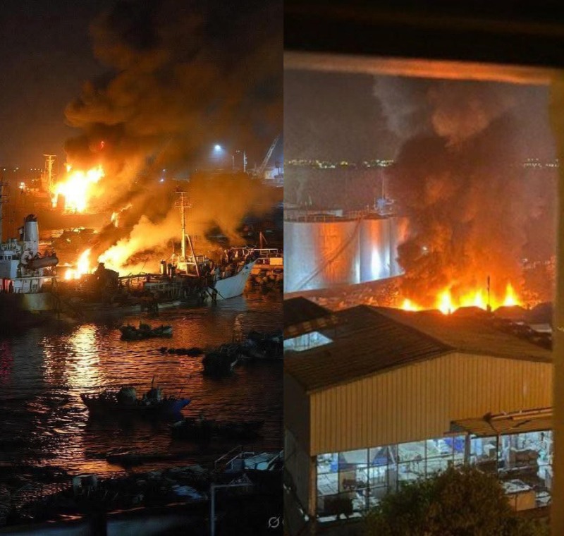 תיעוד מההפצצה בנמל אל-מכלא