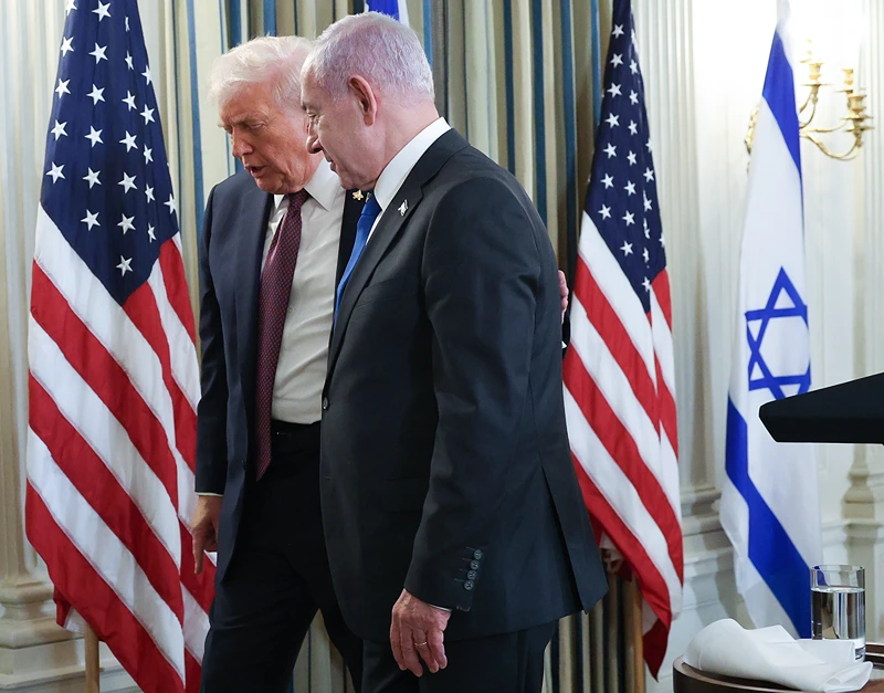 ראש הממשלה, בנימין נתניהו, ונשיא ארה"ב, דונלד טראמפ, 29 בספטמבר 2025