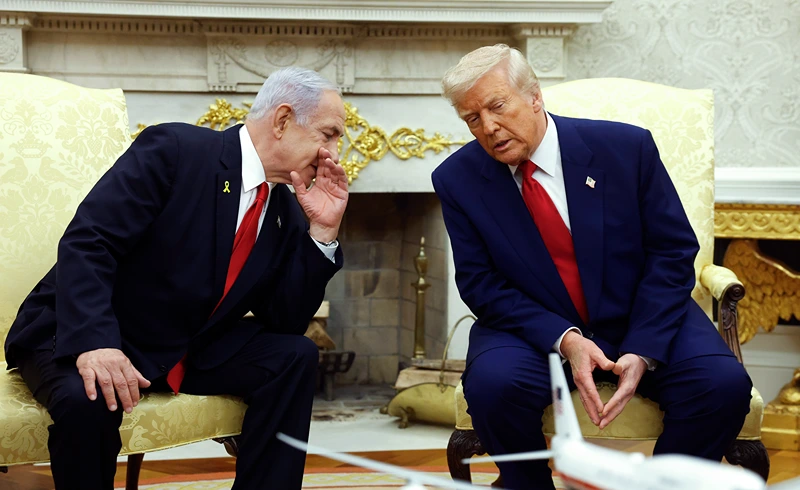 ראש הממשלה, בנימין נתניהו, ונשיא ארה"ב, דונלד טראמפ, 7 באפריל 2025