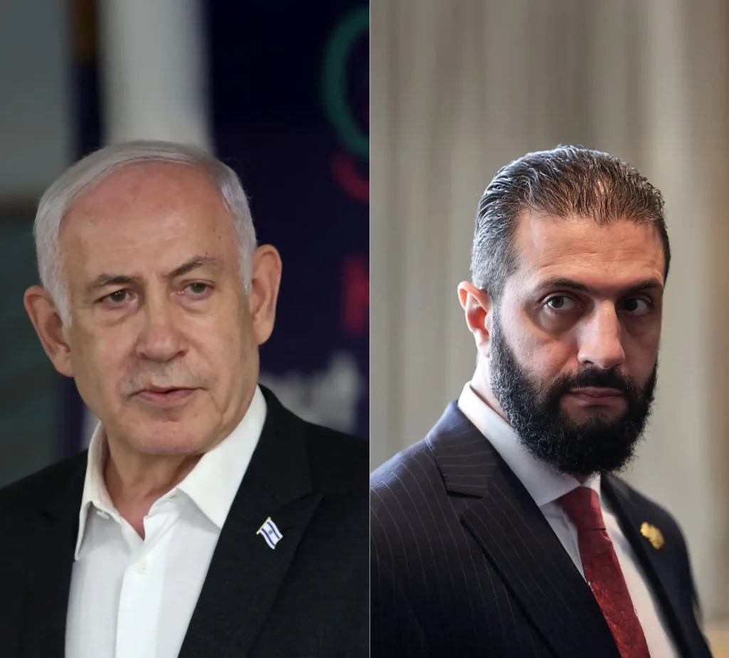 נשיא סוריה, אחמד א-שרע וראש הממשלה, בנימין נתניהו