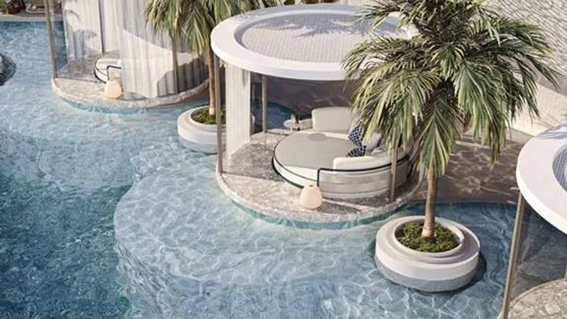 בריכה פרטית עם פינות ישיבה יוקרתיות