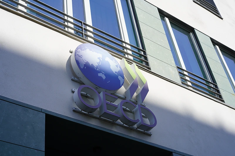 כניסה למשרדי ארגון OECD בברלין, 26 במרץ 2025