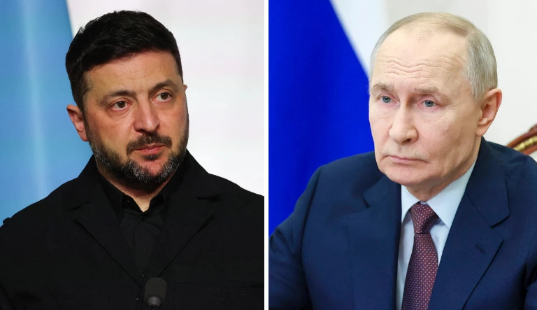 נשיא רוסיה, ולדימיר פוטין, ונשיא אוקראינה, וולודימיר זלנסקי