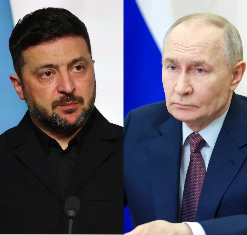 נשיא רוסיה, ולדימיר פוטין, ונשיא אוקראינה, וולודימיר זלנסקי