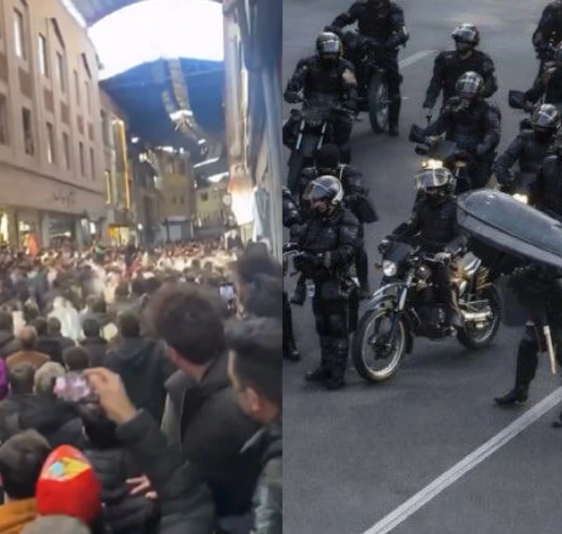 מפגינים ואנשי ביטחון במהלך ההפגנות באיראן