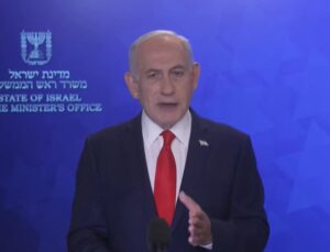 ראש הממשלה, בנימין נתניהו, במהלך הצהרתו היום