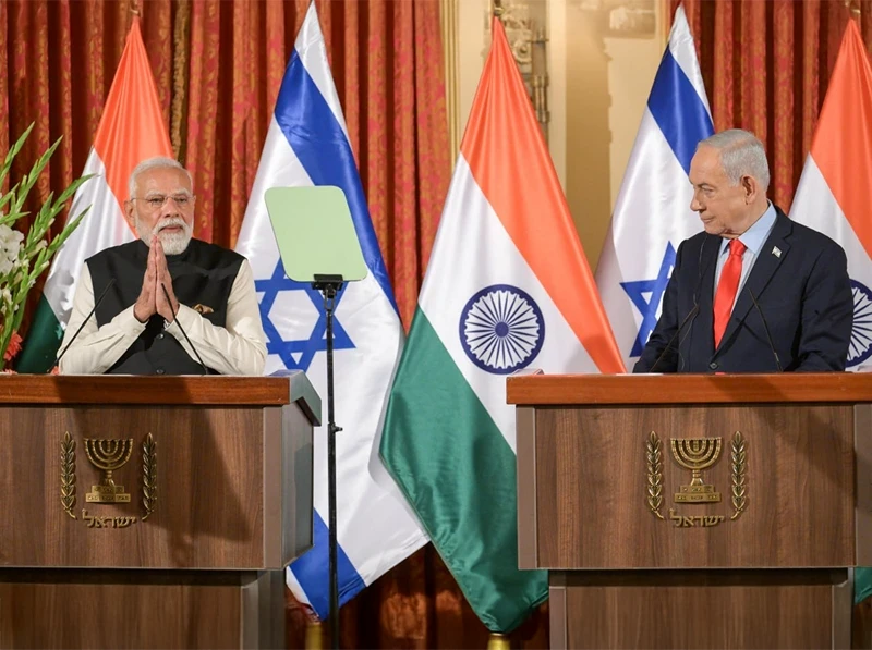 ראש הממשלה, בנימין נתניהו, וראש ממשלת הודו, נרנדרה מודי, בטקס חתימת ההסכמים היום