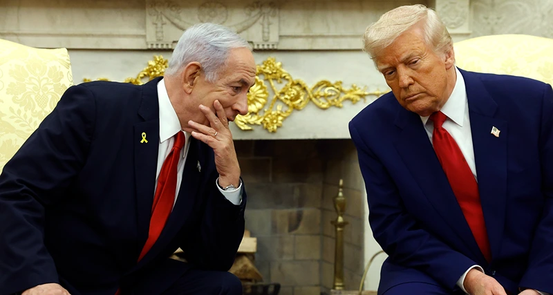 ראש הממשלה, בנימין נתניהו, ונשיא ארה"ב, דונלד טראמפ, 7 באפריל 2025