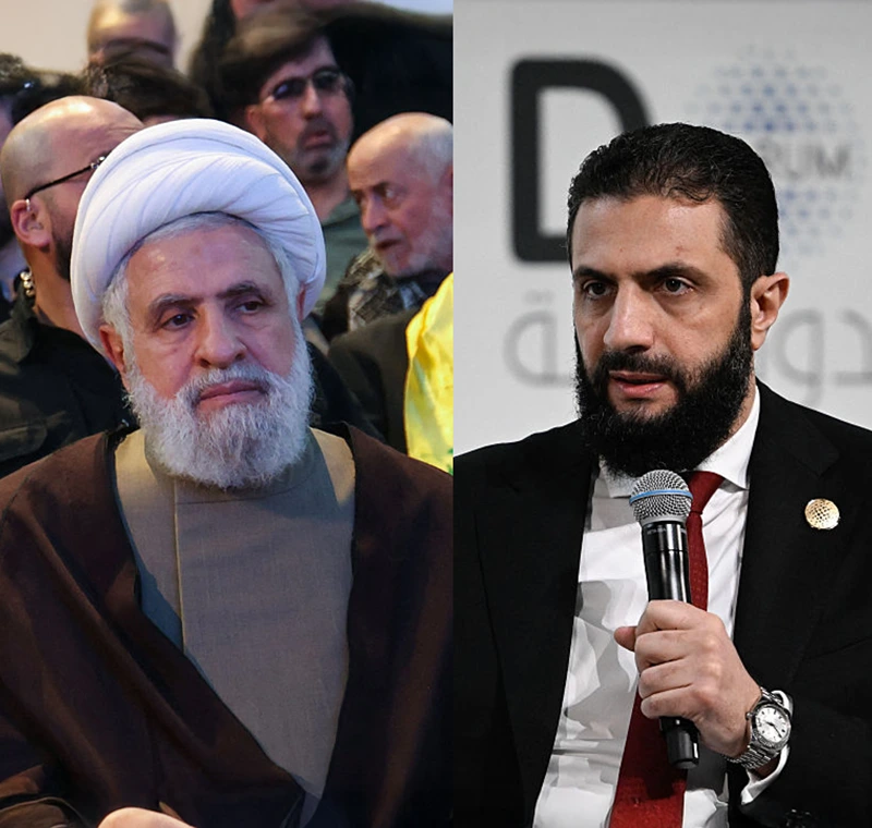 נשיא סוריה, אחמד א-שרע, מזכ"ל חיזבאללה, נעים קאסם