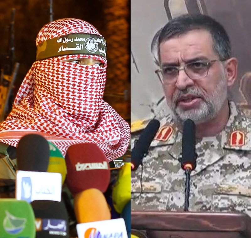 דובר משמרות המהפכה האיראניים לשעבר, מוחמד עלי נאייני, ודובר חמאס לשעבר, אבו עוביידה