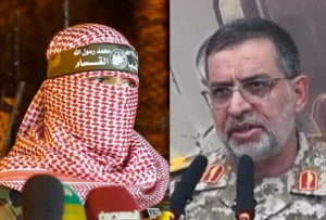 דובר משמרות המהפכה האיראניים לשעבר, מוחמד עלי נאייני, ודובר חמאס לשעבר, אבו עוביידה