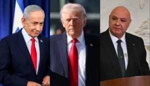 נשיא לבנון, ג'וזף עון, נשיא ארה"ב, דונלד טראמפ, וראש הממשלה, בנימין נתניהו