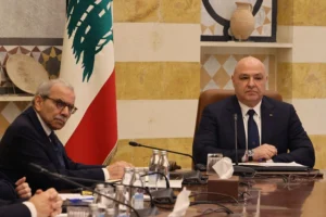 נשיא לבנון, ג׳וזף עון, וראש ממשלת לבנון, נוואף סלאם, 11 בפברואר 2025 | צילום: ANWAR AMRO/AFP via Getty Images