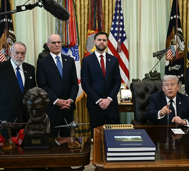 נשיא ארה״ב דונלד טראמפ, סגן הנשיא ג'יי.די. ואנס, מזכיר המדינה של ארה״ב מרקו רוביו, שגריר ארה״ב בישראל מייק האקבי, שגריר ישראל בארה״ב יחיאל לייטר