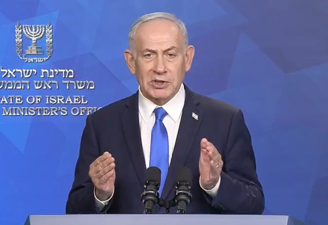 ראש הממשלה, בנימין נתניהו, במהלך דבריו היום