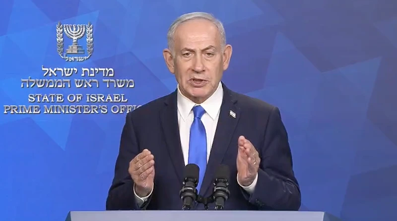 ראש הממשלה, בנימין נתניהו, במהלך דבריו היום