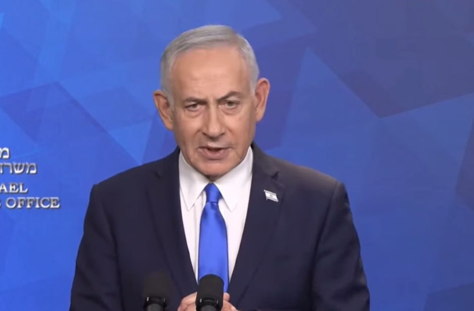 ראש הממשלה, בנימין נתניהו, במהלך הצהרתו היום
