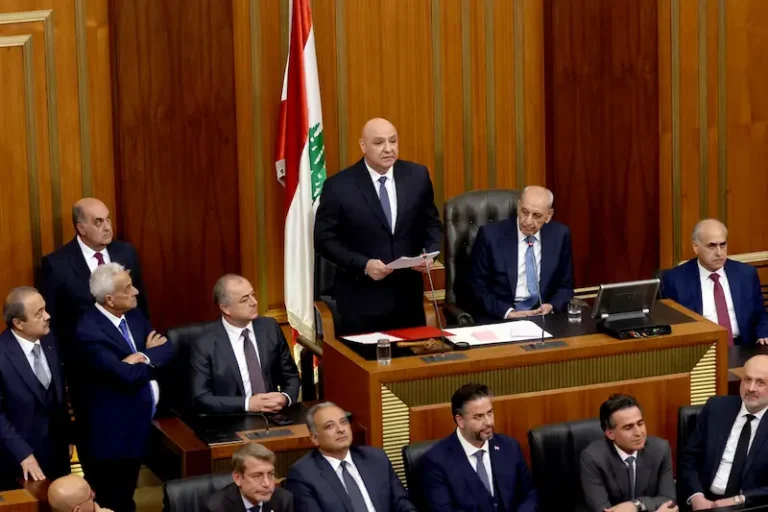 נשיא לבנון, ג'וזף עאון, בפרלמנט בביירות, 9 בינואר 2025