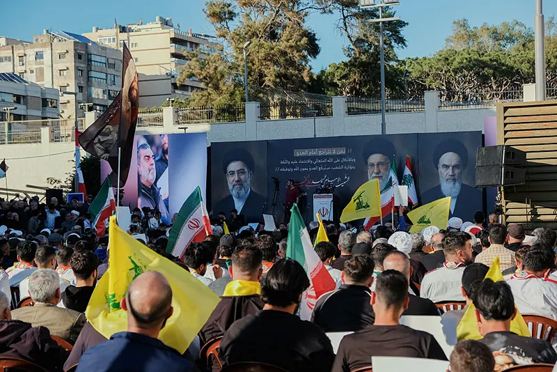 הפגנה של תומכי המשטר האיראני וחיזבאללה בביירות, 22 באפריל 2026