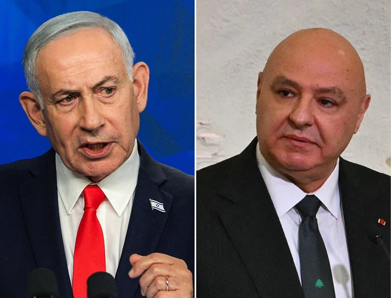 נשיא לבנון ג'וזף עאון; ראש הממשלה בנימין נתניהו