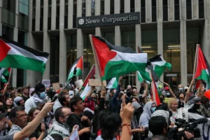 הפגנה פרו פלסטינית בניו יורק, 7 באוקטובר 2025