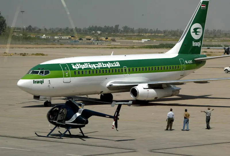 מטוס נוסעים של חברת התעופה Iraqi Airways בנמל התעופה בבגדד, 18 בספטמבר 2004