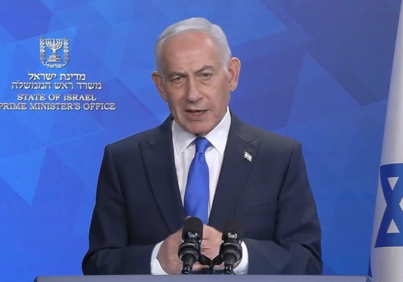 ראש הממשלה, בנימין נתניהו, במהלך דבריו היום