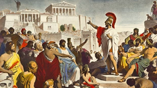 על פי אריסטו, דמוקרטיה ישירה בה כלל האזרחים מעורבים ישירות בניהול המדינה מזלזלת בהבדלים הנובעים מערכם הסגולי של בני האדם | Philipp Foltz/Public Domain